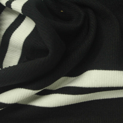 Cream Horizontal-Stripe Rib Knit, 280 gsm