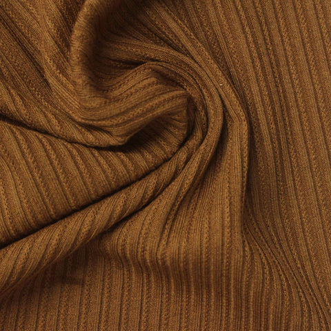 Jacquard Polyester Viscose Stretch Rib Knit Fabric, 260 gsm, 150 cm — Brown