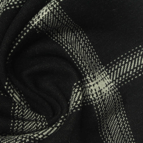 Black Plaid Interlock Knit, Polyester, 255 gsm