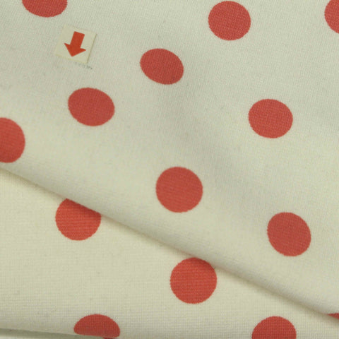Red Polka-Dot Ponte Knit, Cotton-Poly