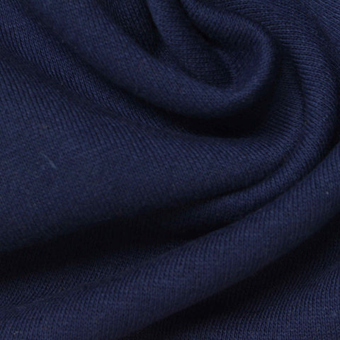 Brushed Polyester Cotton French Terry Fabric, 250 gsm, 185 cm — Navy