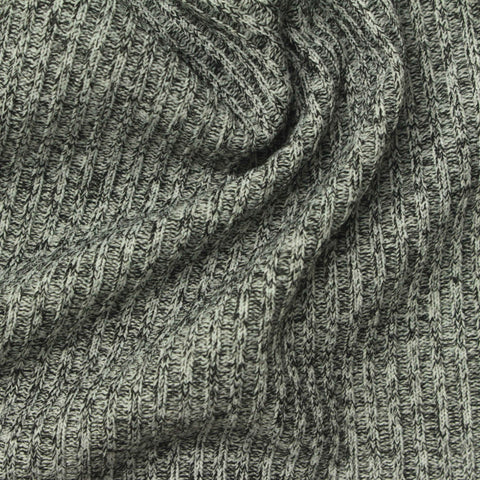 Black Marl Rib Knit, Polyester, 331 gsm
