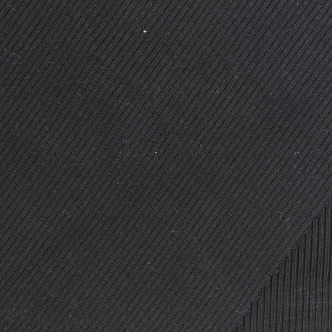 Viscose Stretch Rib Knit Fabric, 460 gsm, 125 cm — Black