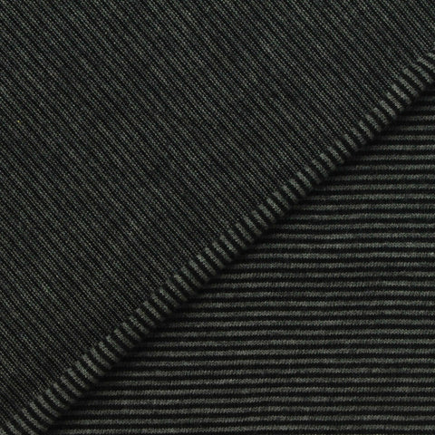 Dark Grey Horizontal-Stripe Jersey Knit, Cotton-Modal