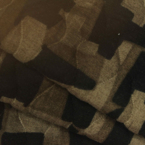 Dark Brown Abstract Scuba Knit, Polyester