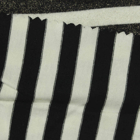 Black Horizontal-Stripe Jersey Knit, Poly-Viscose, 180 gsm, 160 cm, ref EF-241193