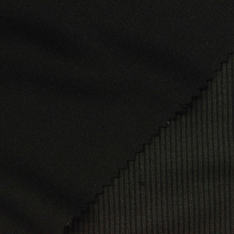 Polyester Tencel Lyocell Stretch Interlock Knit Fabric, 320 gsm — Black