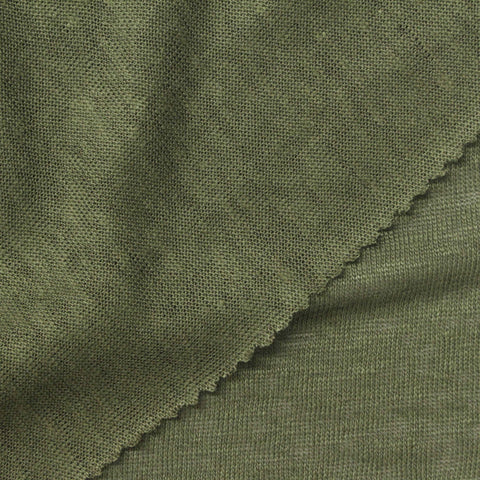 Heather Green Marl Jersey Knit, Linen