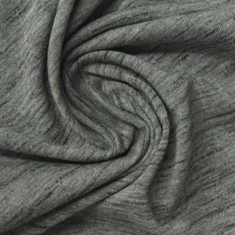 Grey Heathered-Marl Jersey Knit, Poly-Viscose, 170 gsm