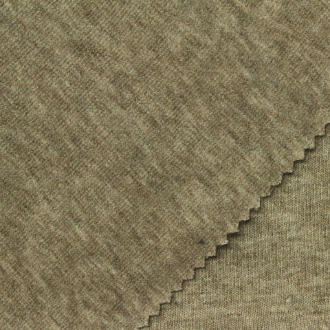 Viscose Polyester Blend Stretch French Terry Fabric, 280 gsm, 185 cm — Khaki