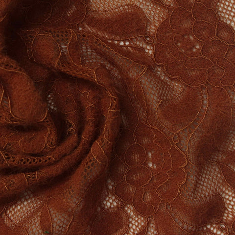 Brown Floral Lace, Nylon, 190 gsm