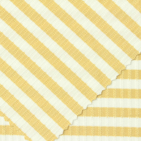 Yellow Stripes Rib Knit, Polyester