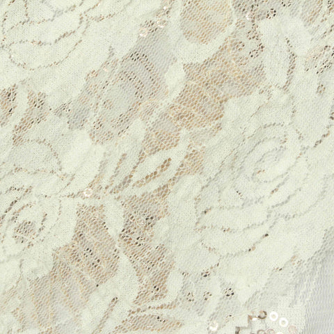 White Sequin Lace, Polyester