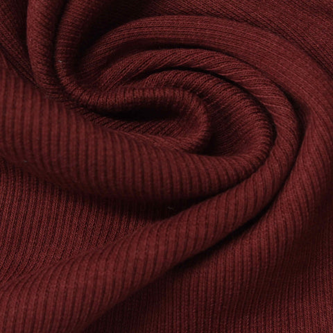 Cotton Polyester Stretch Rib Knit Fabric, 380 gsm, 130 cm — Red, ref EF-246976