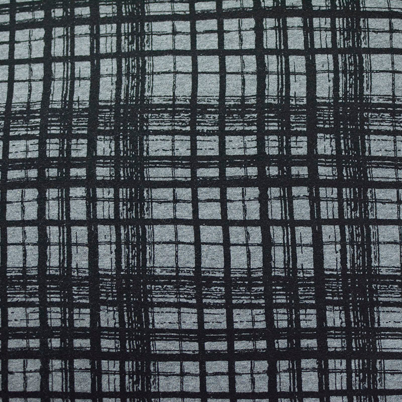 Black Plaid Knit, Viscose, 175 gsm