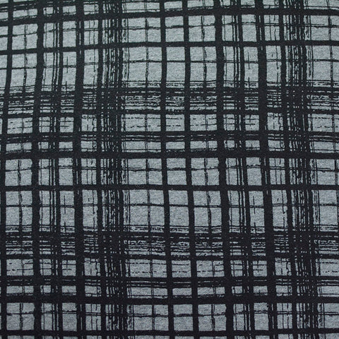 Black Plaid Knit, Viscose, 175 gsm