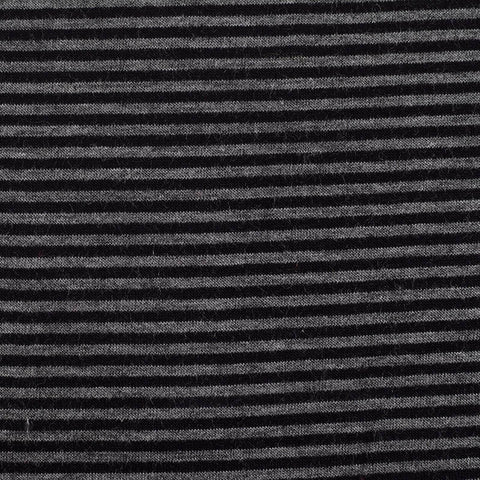 Black Horizontal-Stripe Jersey Knit, Viscose, 158 gsm