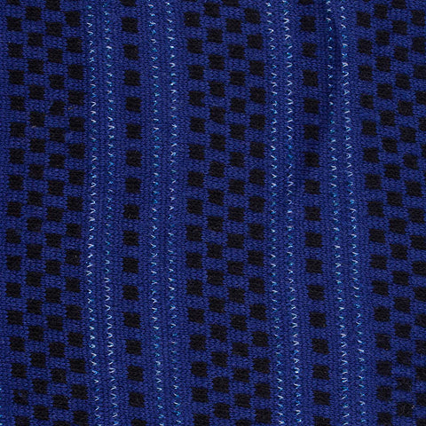 Blue Small-Square Jacquard, Poly-Viscose