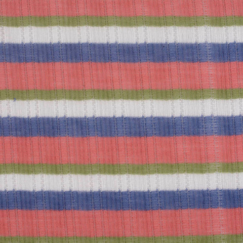 Red Horizontal-Stripe Rib Knit, Polyester, 106 gsm