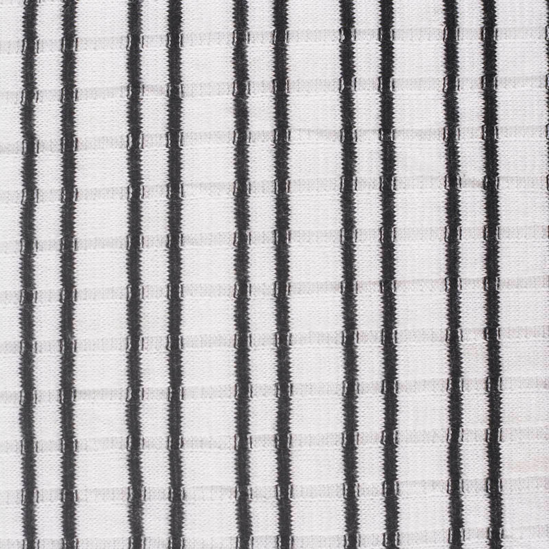 Black Vertical-Stripe Rib Knit, Polyester, 170 gsm