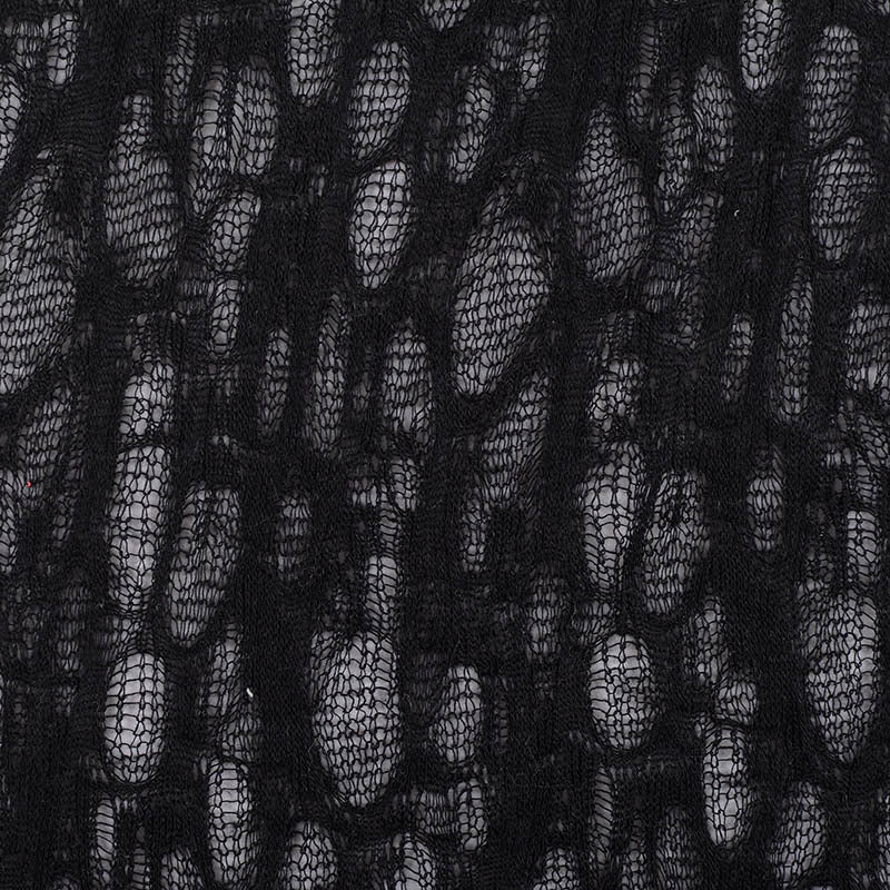 Black Openwork Pointelle Knit, Polyester