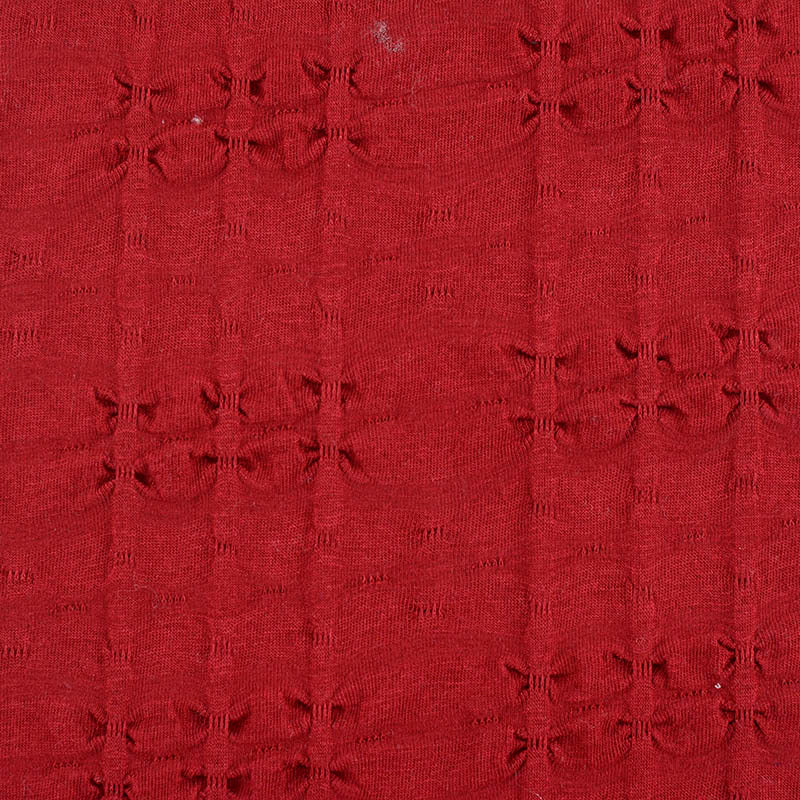 Jacquard Viscose Polyester Knit Fabric, 280 gsm, 157 cm — Red