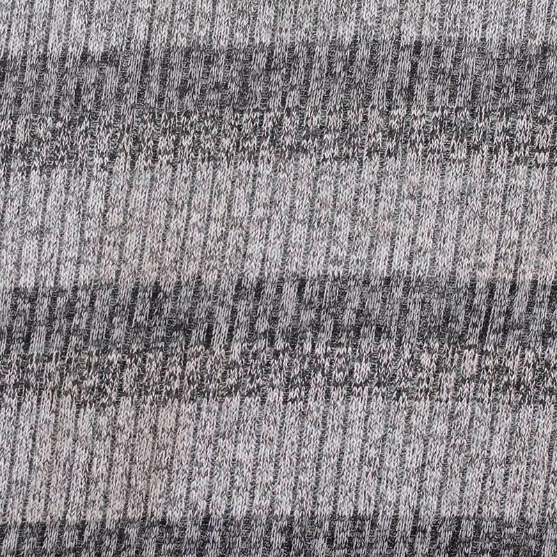 Grey Horizontal-Stripe Rib Knit, Poly-Viscose, 220 gsm