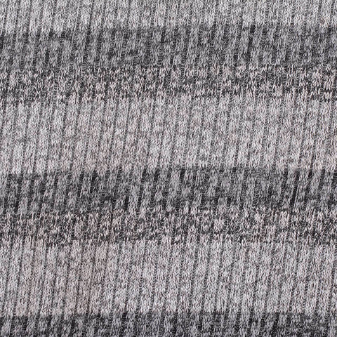 Grey Horizontal-Stripe Rib Knit, Poly-Viscose, 220 gsm