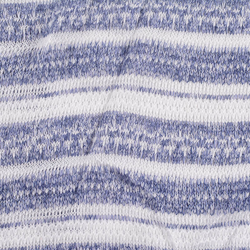 White Stripes Chunky Knit, Poly-Viscose, 168 gsm