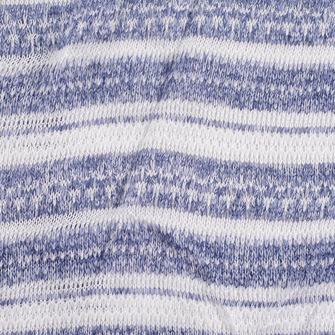 White Stripes Chunky Knit, Poly-Viscose, 168 gsm