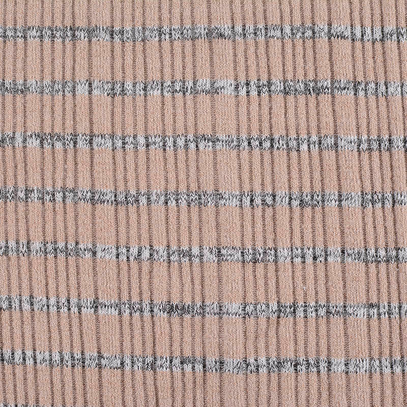 White Horizontal-Stripe Rib Knit, Poly-Viscose, 420 gsm