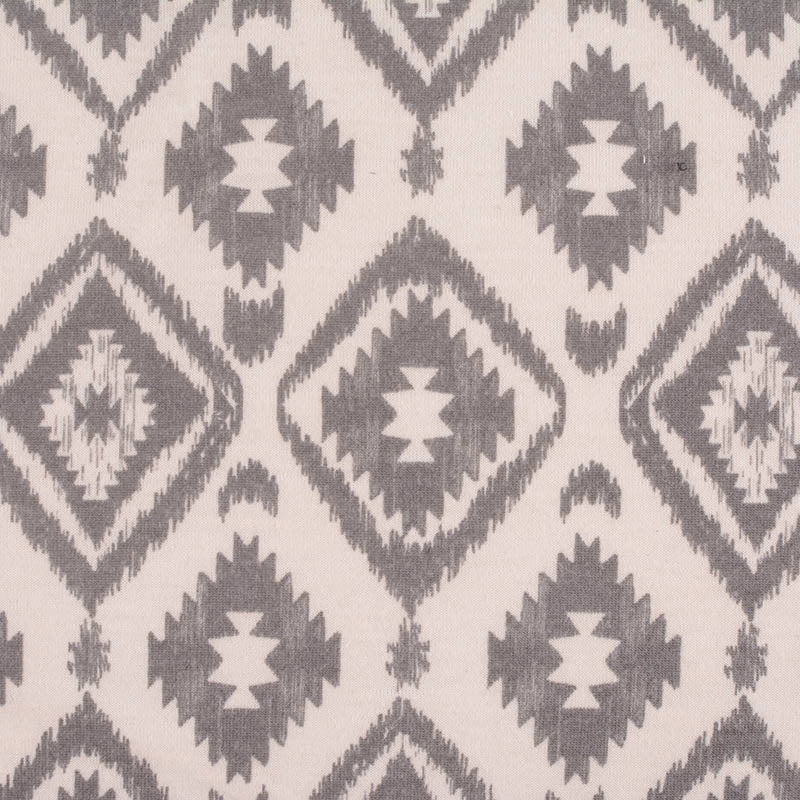Grey Geometric-Ikat Jersey Knit, Polyester