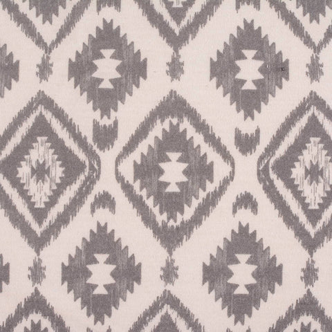Grey Geometric-Ikat Jersey Knit, Polyester