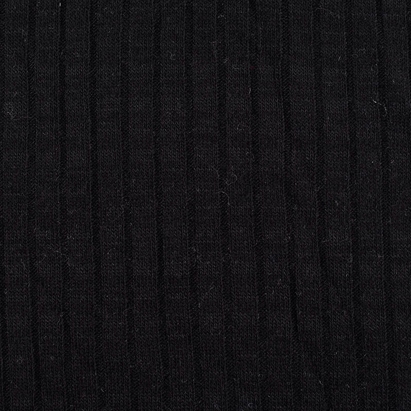 Striped Polyester Stretch Rib Knit Fabric — Black