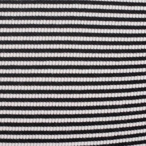 Black Horizontal-Stripe Rib Knit, Viscose, 190 gsm, 131 cm
