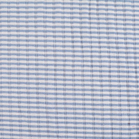 Blue Check Rib Knit, Viscose-Poly