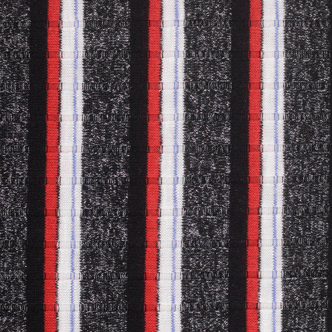 Black Vertical-Stripe Rib Knit, Poly-Metallic