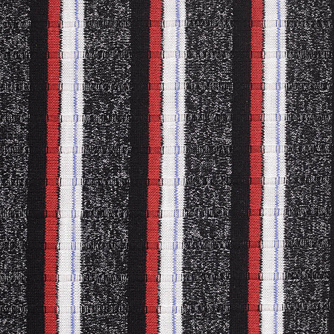 Black Vertical-Stripe Rib Knit, Poly-Metallic