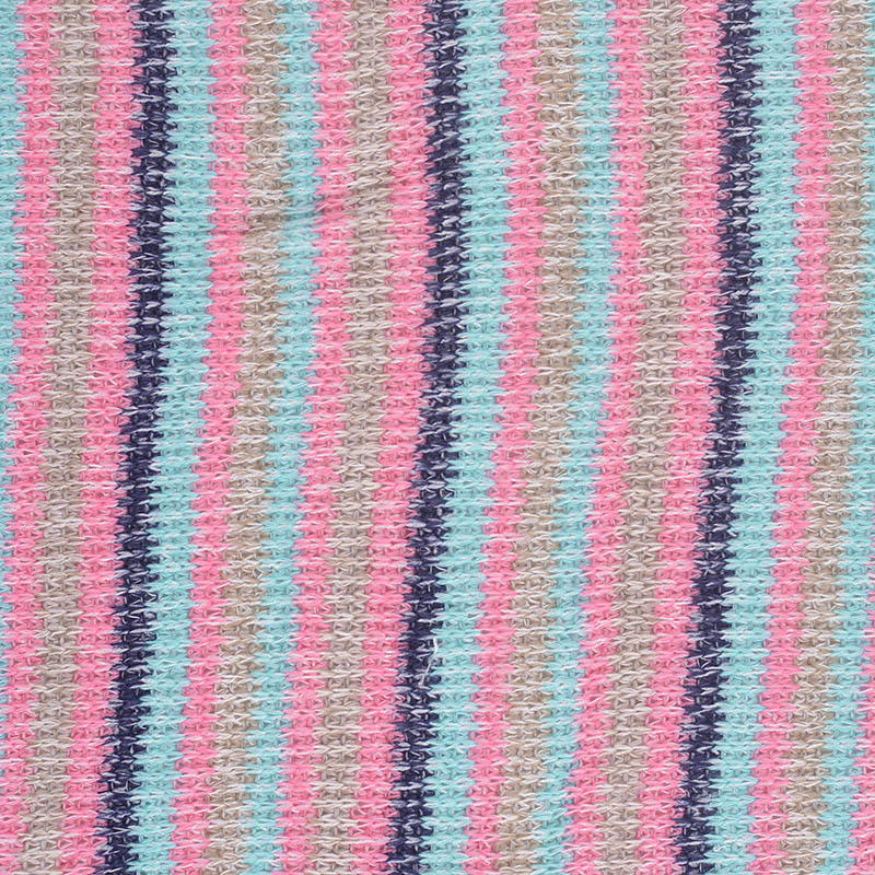 Pink Vertical-Stripe Chunky Knit, Poly-Viscose, 240 gsm