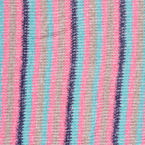 Pink Vertical-Stripe Chunky Knit, Poly-Viscose, 240 gsm