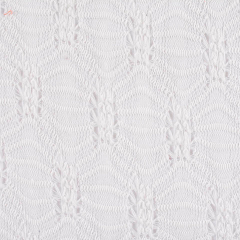 White Openwork-Floral Chunky Knit, Polyester