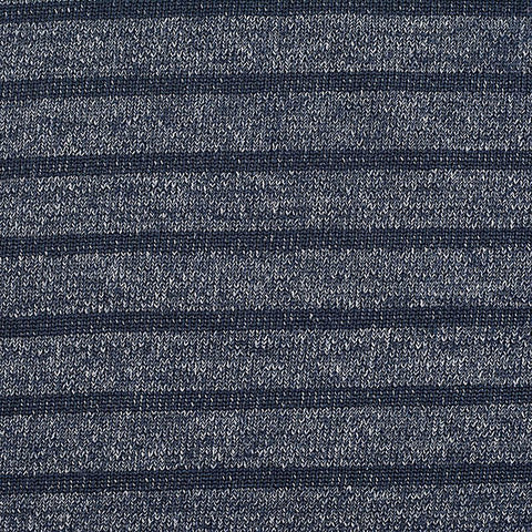Dark Blue Horizontal-Stripe Chunky Knit, Polyester, 219 gsm