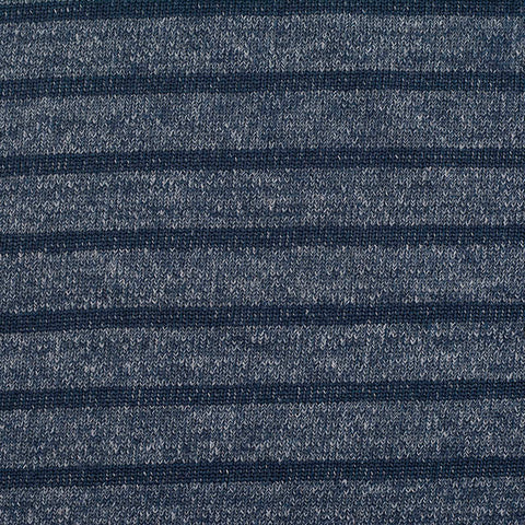 Dark Blue Horizontal-Stripe Chunky Knit, Polyester, 219 gsm