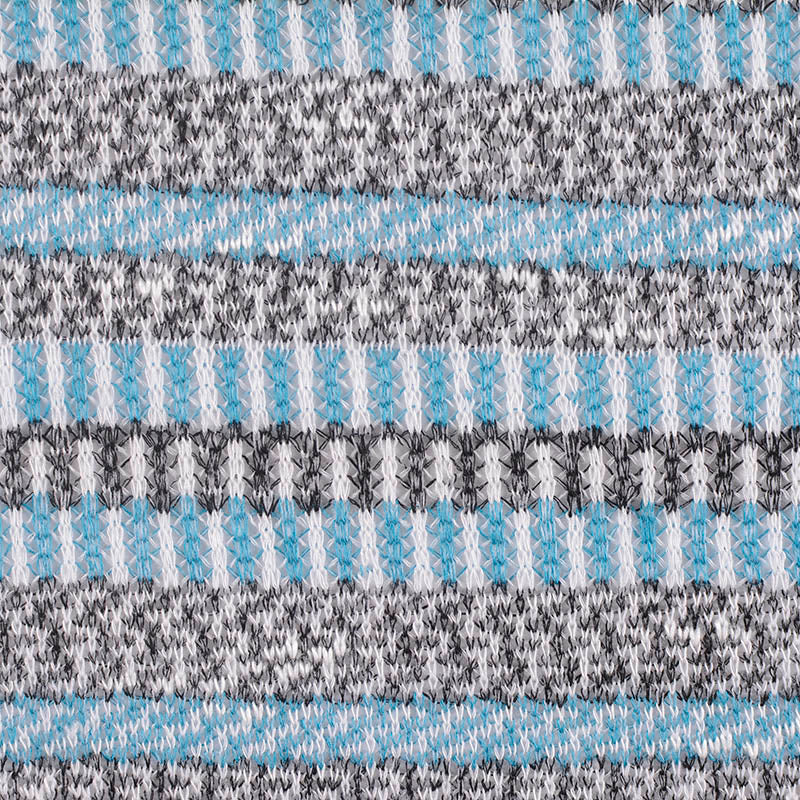 Light Blue Horizontal-Stripe Chunky Knit, Viscose