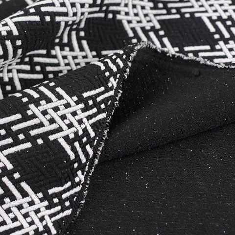 Jacquard Polyester Viscose Stretch Interlock Knit Fabric, 480 gsm, 155 cm — Grey