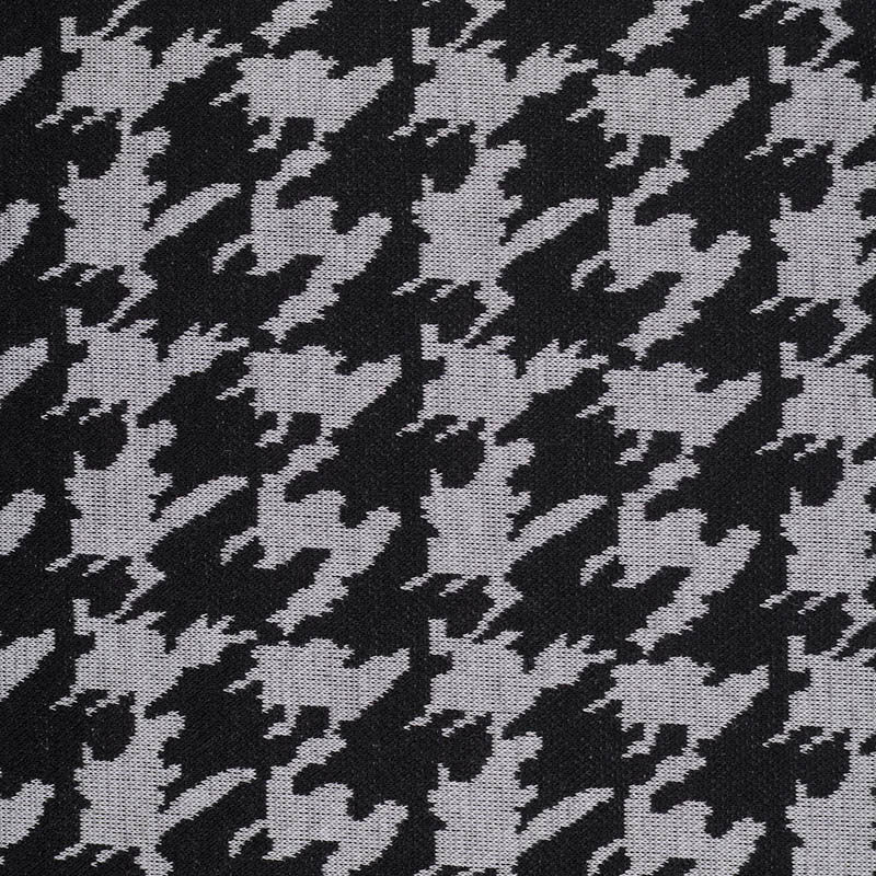 Black Houndstooth Jacquard, Viscose-Poly, 220 gsm