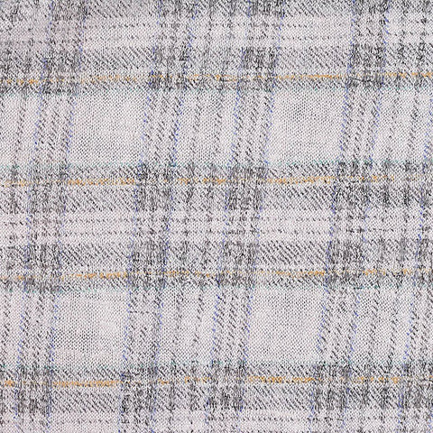 Grey Plaid Jersey Knit, Viscose-Poly