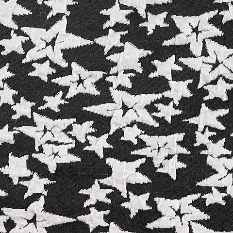White Irregular-Star Interlock Knit, Poly-Viscose