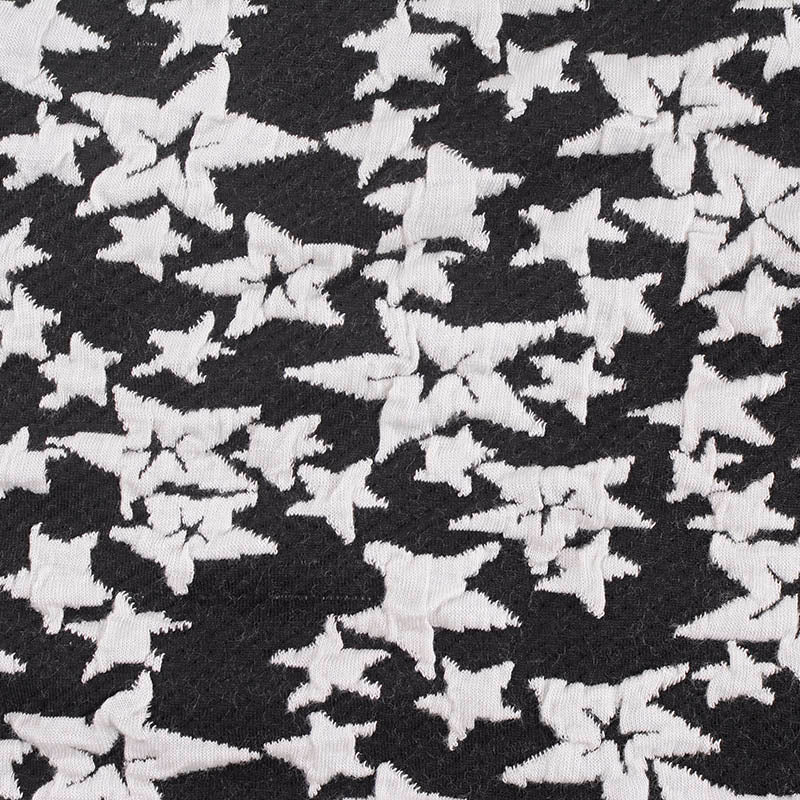 White Irregular-Star Interlock Knit, Poly-Viscose