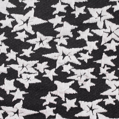 White Irregular-Star Interlock Knit, Poly-Viscose